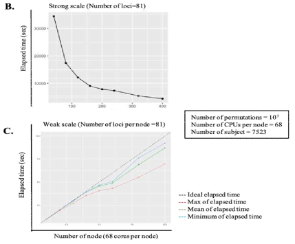 Computational efficiency evaluation of MPI-based GWAS data random permutation