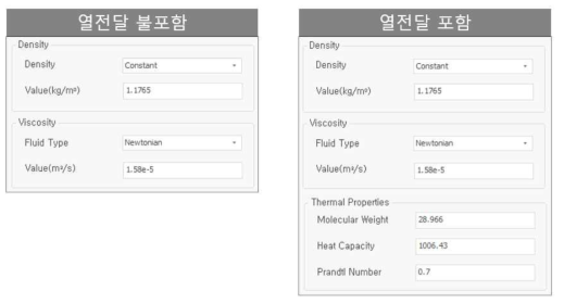 작동 유체 물성 설정 인터페이스