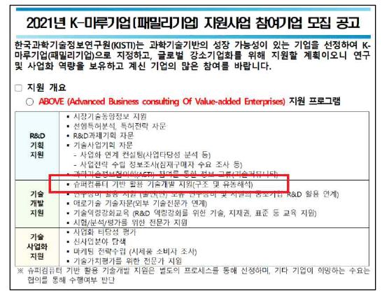K-마루기업 지원사업 공고(2021년)