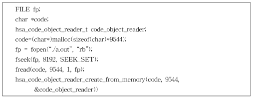 hsa_code_object_reader_create_from_memory() 사용의 예