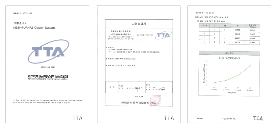 한국정보통신기술협회(TTA) 시험결과서 HPC-21-007
