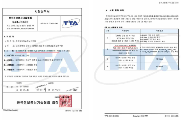 TLS 암복호화 시스템 TTA 공인 시험 검증