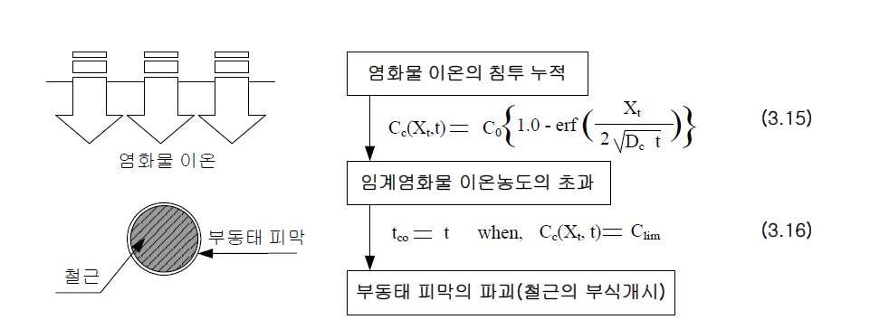 철근 부식의 개념도