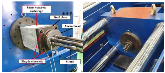 긴장력 손실 모니터링을 위한 스마트 콘크리트 정착구 실험 전경 [(주)신성피씨]