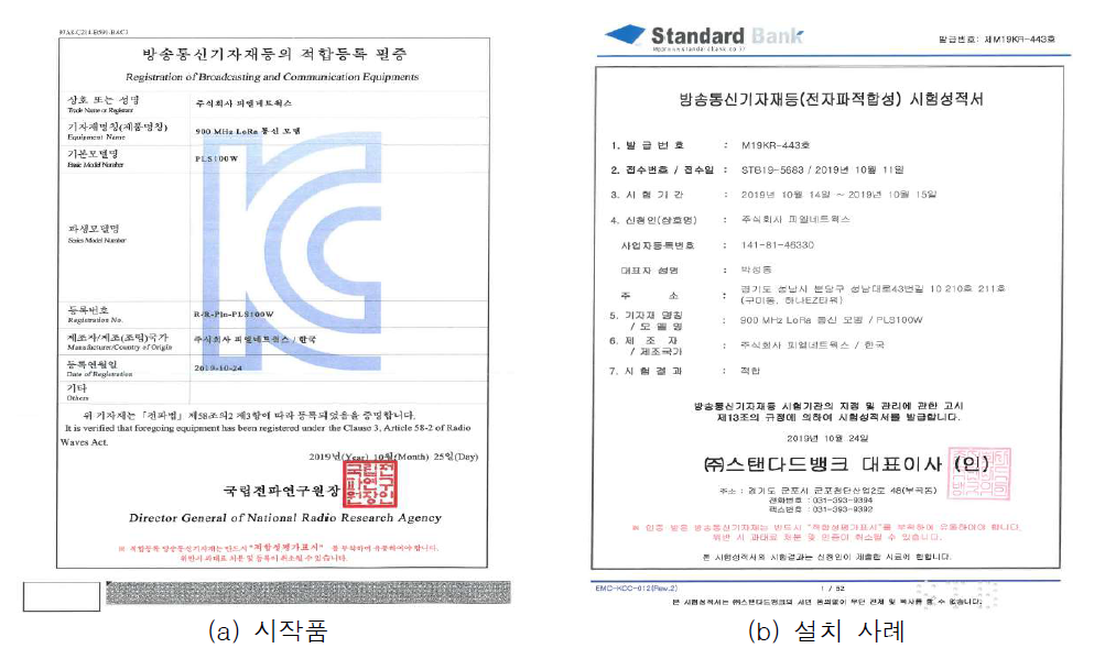 LoRa 유지관리 키트 KC 인증 결과