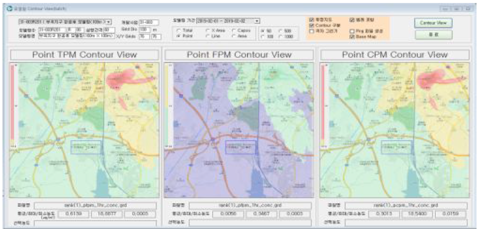 운영 시 점오염원 배출량에 의한 MAP VIEW
