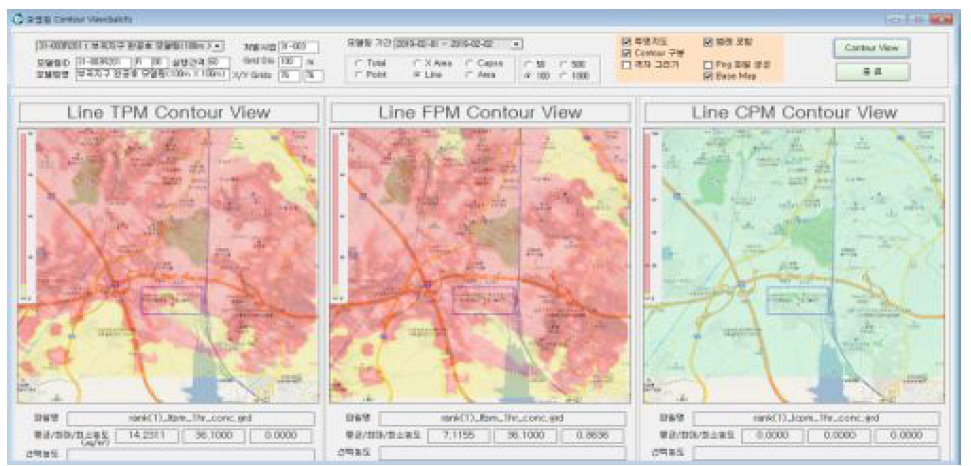 운영 시 선오염원 배출량에 의한 MAP VIEW