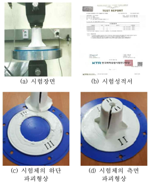 고주파 접착 콘형 고정구의 부착시험 결과