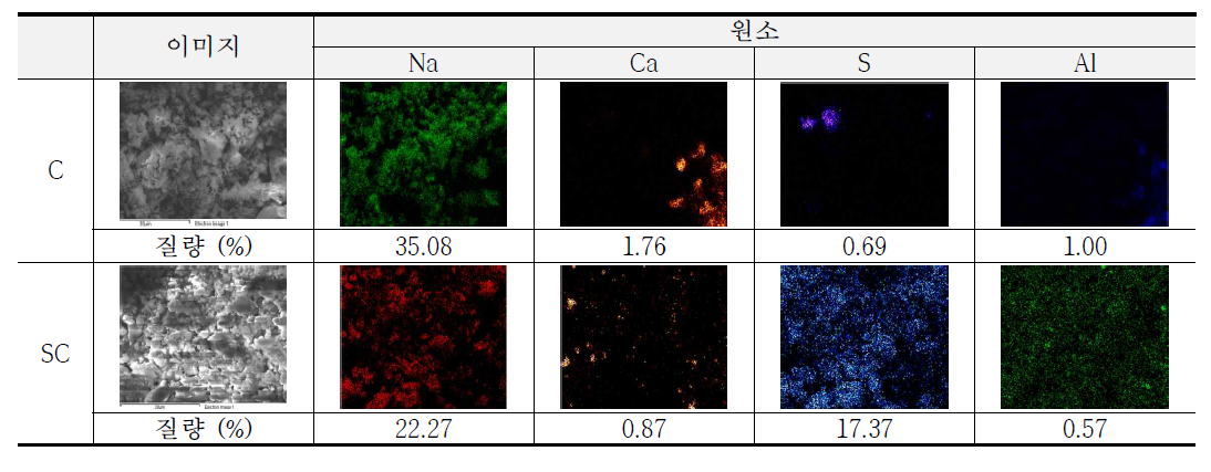 백화물질의 EDS 분석결과