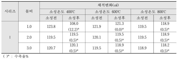 시리즈Ⅰ 시험체 체적변화