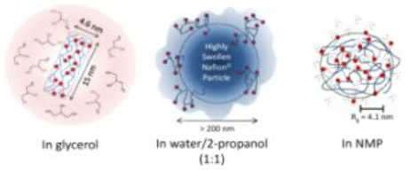 용매에 따른 이오노머(나피온)의 모폴로지 거동
