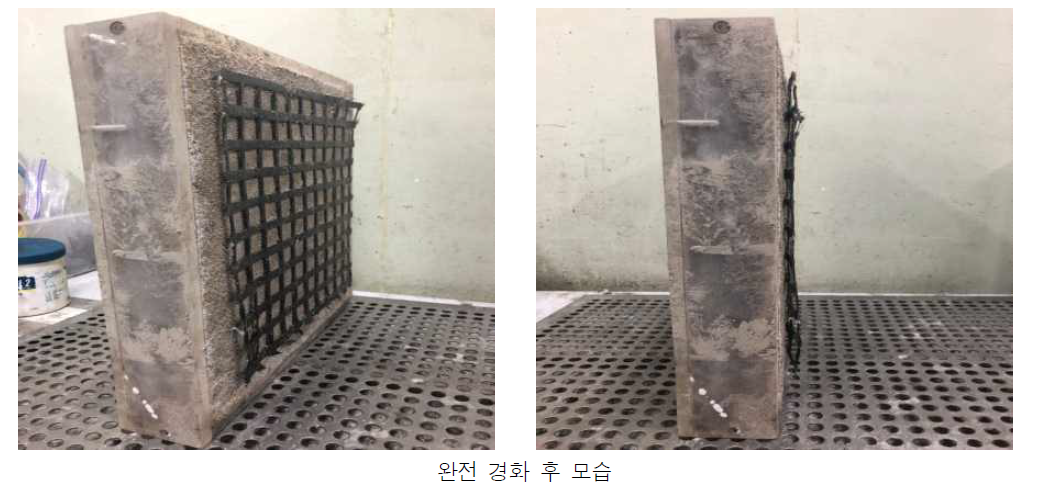 급결제 사용 시간 경과에 따른 섬유 그물망 시공성 평가 결과 (continued)