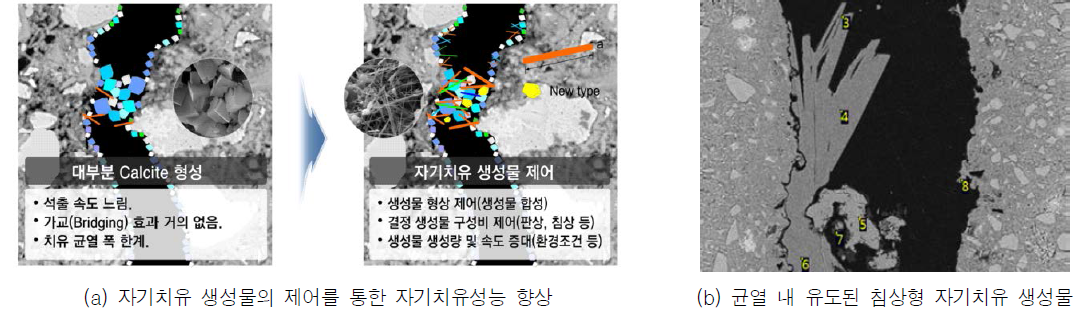 무기계 혼합재료 활용 자기치유 콘크리트 기술 개요