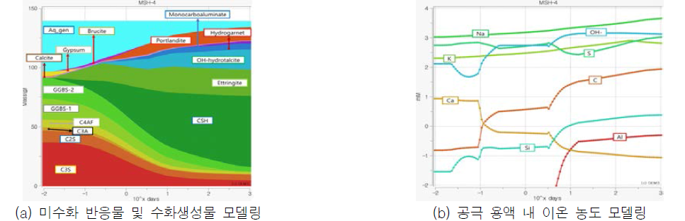 열역학적 모델링(GEMS)를 통한 수화생성물 및 공극 내 이온 농도 예측