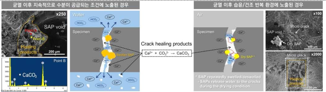 균열 이후 노출 환경에 따른 스마트 폴리머의 장기 자기치유 특성