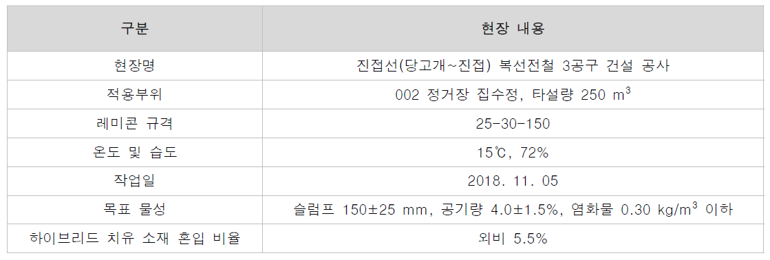 자기치유 콘크리트 현장 시험 개요