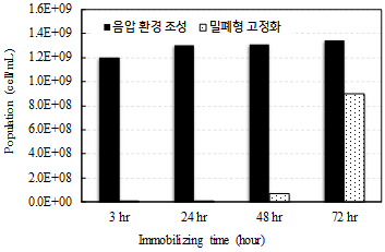 고정화 기술에 따른 박테리아 농도