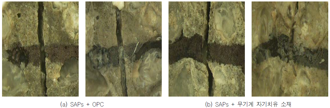 광학현미경을 통한 표면 균열 측정 결과