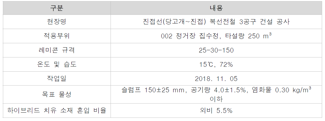 자기치유 콘크리트 현장 시험 개요