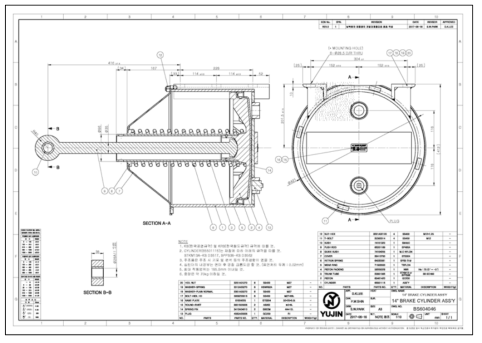 공동화차 제동실린더(14인치) 일반도