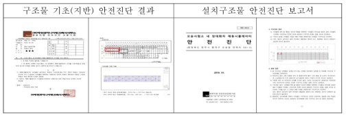 구조물 기초(지반) 안전진단 / 설치구조물 안전진단 보고서