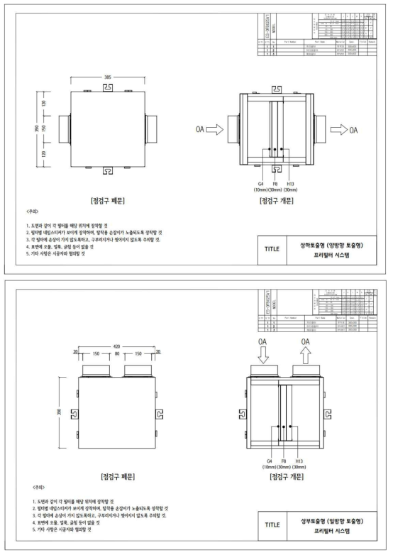 상하토출/상부토출형 프리필터 시스템 도면