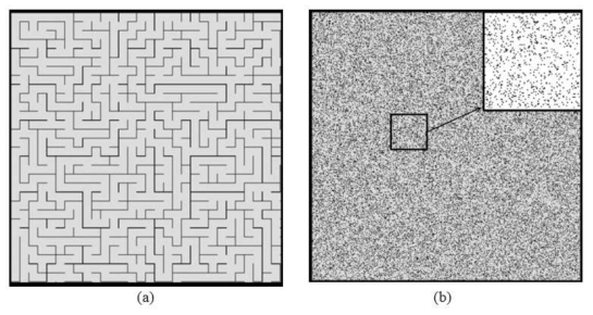 Sample maps used from the map sets for testing (a) maze map (b) random15 map