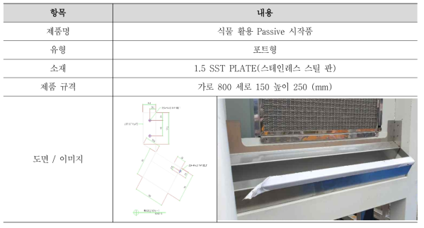 미세먼지 Passive 저감 시작품 세부사항