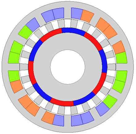 45kW급 DR-PMSM 집중권의 Model 1(기초설계 모델) 형상