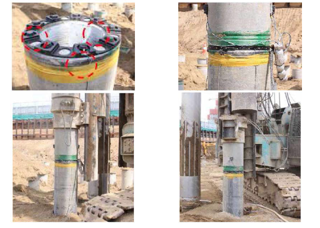 매입말뚝에서 신규 이음방식의 성능평가 시험 전경