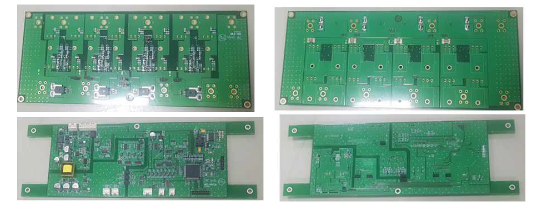전력변환보드(上)(312 x 130mm)와 제어보드(下)(270 x 120mm) H/W 제작