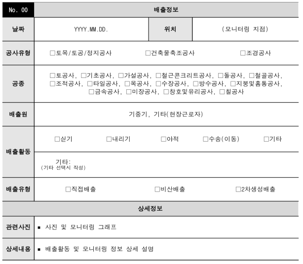 시범사업 미세먼지 모니터링 일지 양식