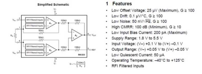 차동증폭회로 소자 : INA333 Micro-power, Zero-drift