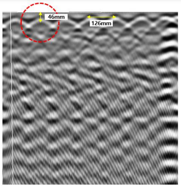 단방향 B-scan 철근 위치 측정 결과