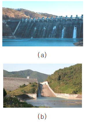 테스트베드 예시: (a)화천댐, (b) 운문댐