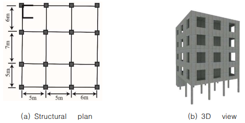 5-story analysis model structure with soft first-story