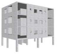 Three-dimensional view of the case study structure