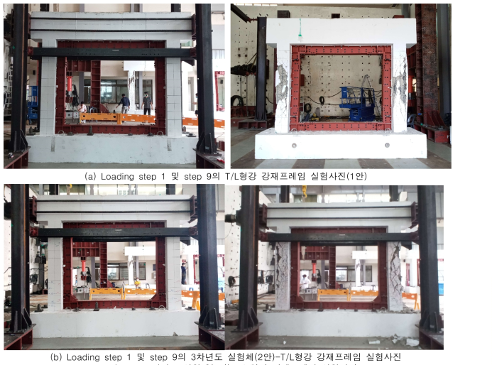 3차년도 실험체(2안)-T/L형강 강재프레임 실험사진