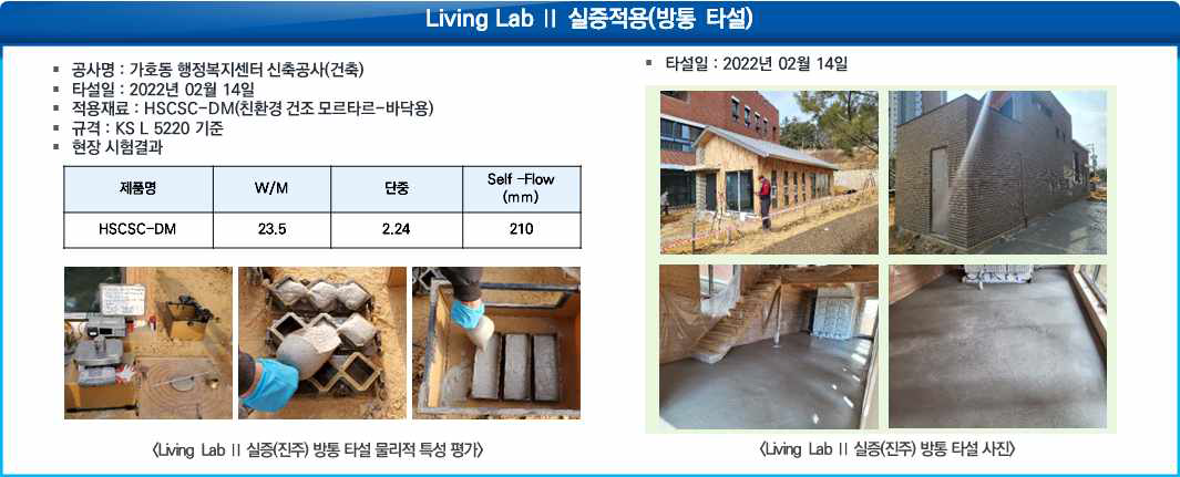 건조에코모르타르 Living lab II 시범 적용