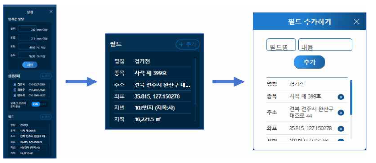 필드관리 목록 및 추가화면