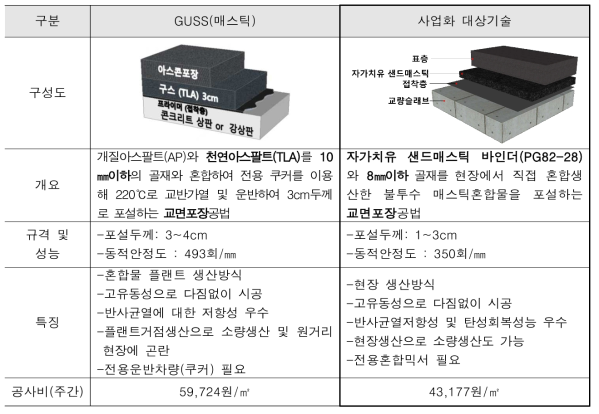 사업화 대상기술과 경쟁기술 비교