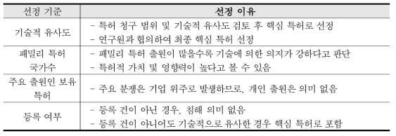 핵심 특허 선정기준