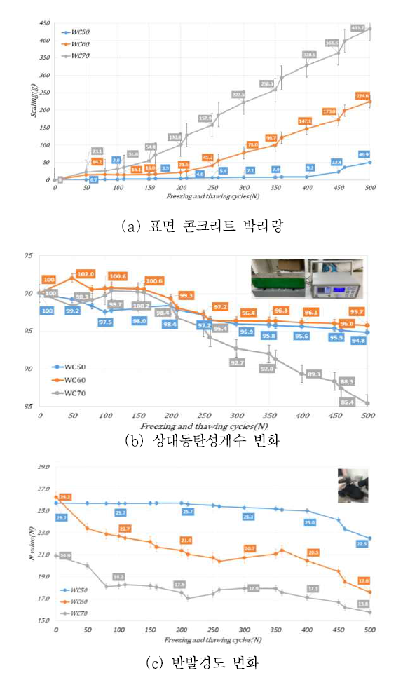 동결융해 싸이클에 따른 콘크리트 물성변화