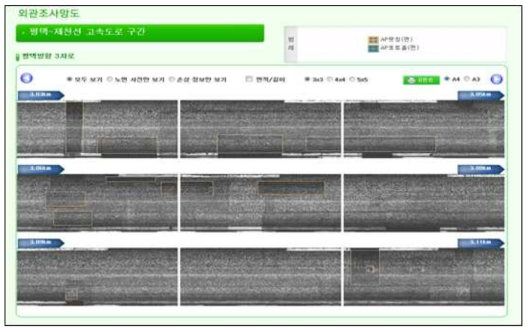 고속도로 포장유지관리시스템 – 외관조사망도