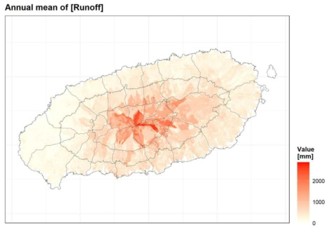 연평균 유출량의 공간분포