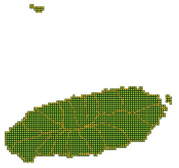 1 km 해상도 상세화 격자 및 소유역도 위치도