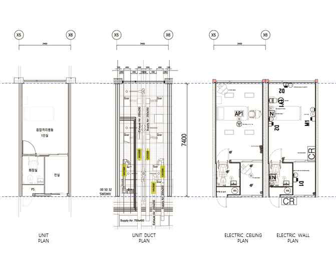 음압병상 UNIT 평면/천장 상세도