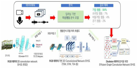 개체의 감염 의심 상태 판별을 위한 행동 인식 모델 개념도