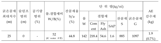 Mock-up test용 RCC 배합비