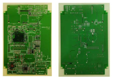 제작된 MEMS 가속도 계측기 개발용 PCB 앞면, 후면 사진